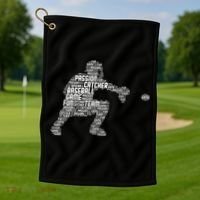 Baseball Catcher Men Kids Golf Towel thumb 1