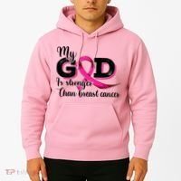 Breast Cancer My God Is Stronger Than Breast Cancer Hoodie thumb 2