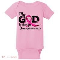 Breast Cancer My God Is Stronger Than Breast Cancer Baby Bodysuit thumb 0