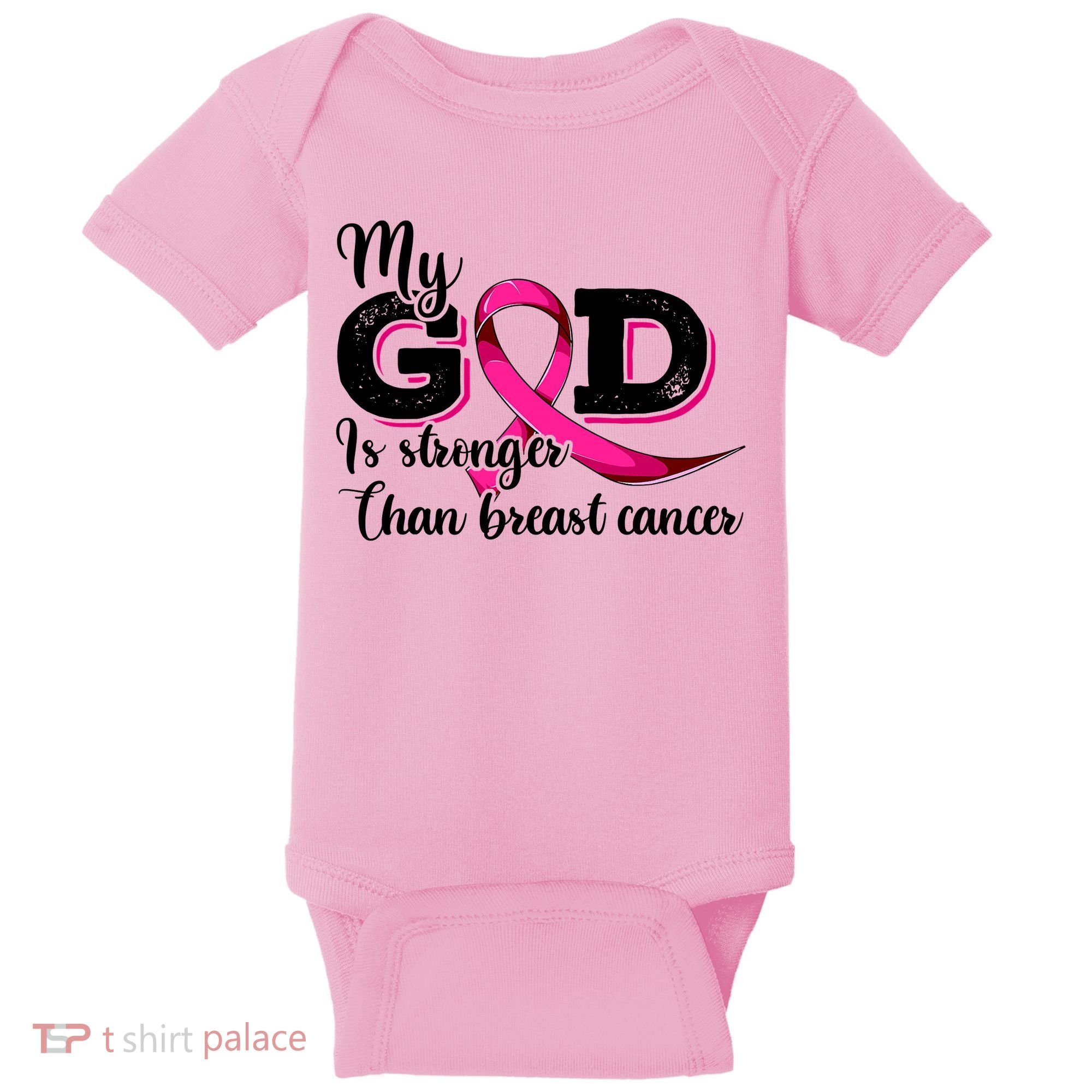Breast Cancer My God Is Stronger Than Breast Cancer Baby Bodysuit