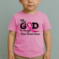 Breast Cancer My God Is Stronger Than Breast Cancer Toddler T-Shirt thumb 2