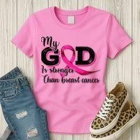 Breast Cancer My God Is Stronger Than Breast Cancer Women's T-Shirt thumb 3