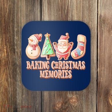 Baking Christmas Memories Cute Holiday Coaster