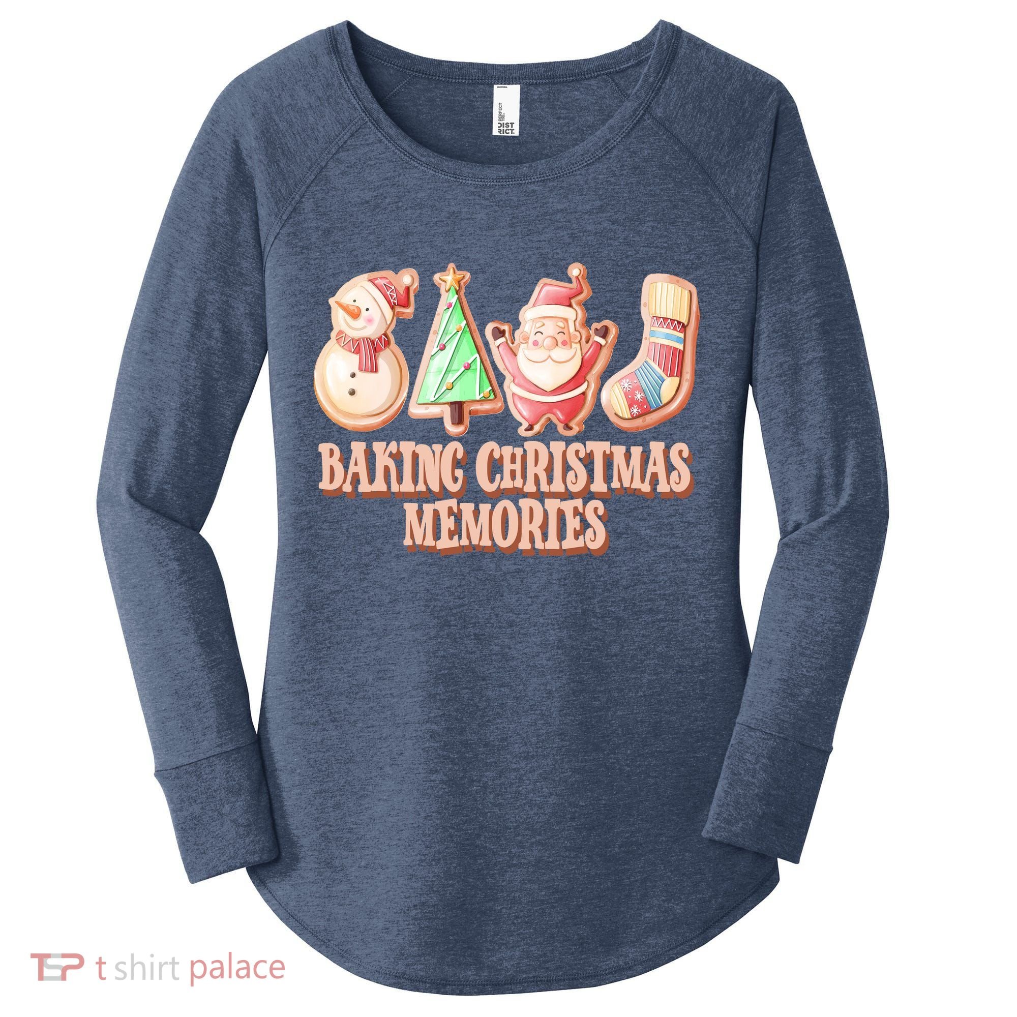 Baking Christmas Memories Cute Holiday Women's Perfect Tri Tunic Long Sleeve Shirt