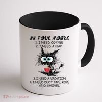 Black Cat My Four Moods I Need Coffee I Need A Nap Coffee Coffee Mug thumb 1