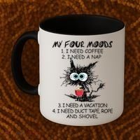 Black Cat My Four Moods I Need Coffee I Need A Nap Coffee Coffee Mug thumb 2