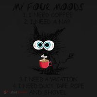Black Cat My Four Moods I Need Coffee I Need A Nap Coffee Women's Hoodie thumb 2