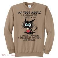 Black Cat My Four Moods I Need Coffee I Need A Nap Coffee Sweatshirt thumb 0