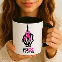 Breast Cancer , Middle Finger Cancer Coffee Mug thumb 3