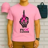 Breast Cancer , Middle Finger Cancer T-Shirt thumb 6