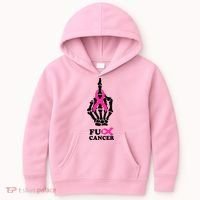 Breast Cancer , Middle Finger Cancer Kids Hoodie thumb 0