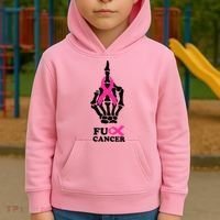 Breast Cancer , Middle Finger Cancer Kids Hoodie thumb 2