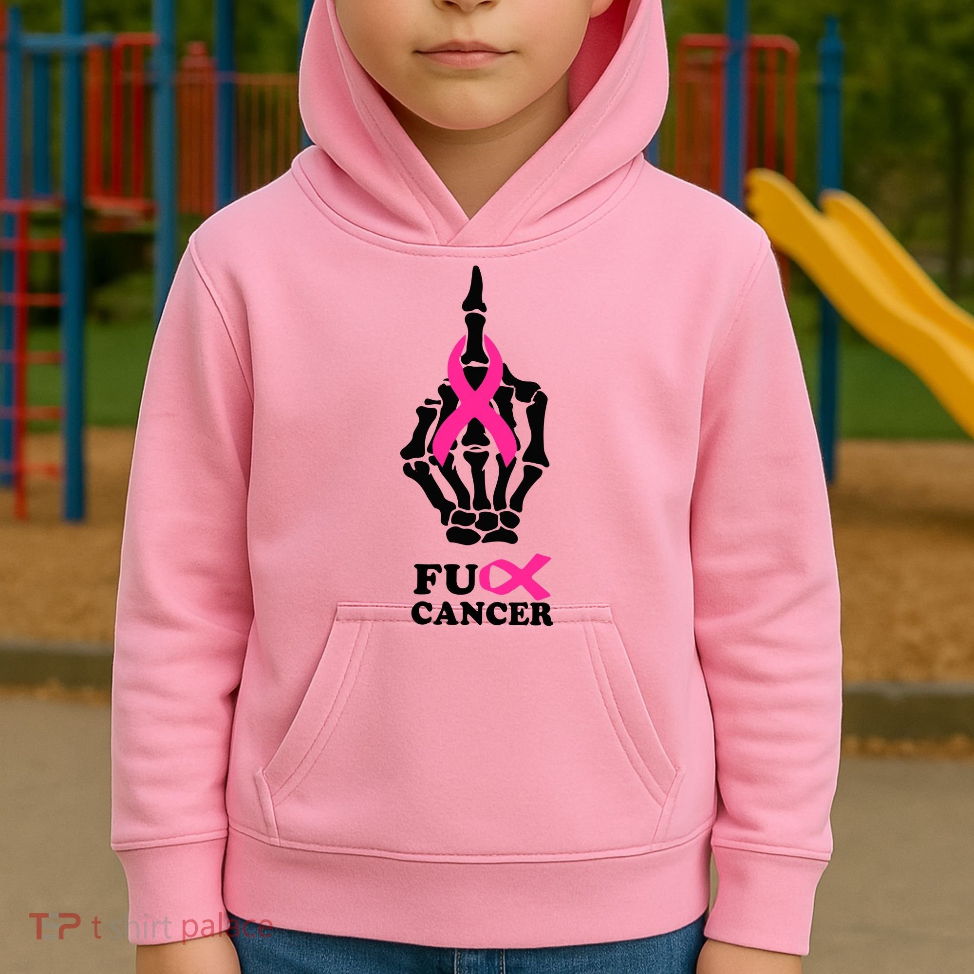 Breast Cancer , Middle Finger Cancer Kids Hoodie