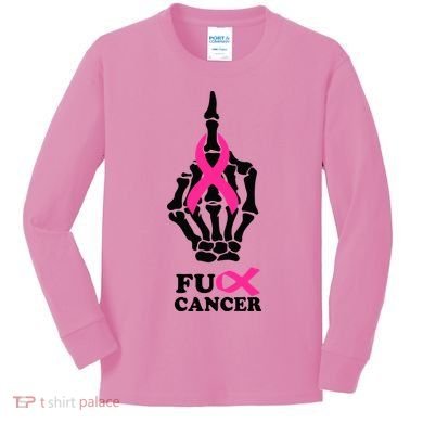Breast Cancer , Middle Finger Cancer Kids Long Sleeve Shirt