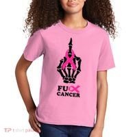Breast Cancer , Middle Finger Cancer Kids T-Shirt thumb 2