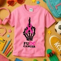 Breast Cancer , Middle Finger Cancer Kids T-Shirt thumb 3