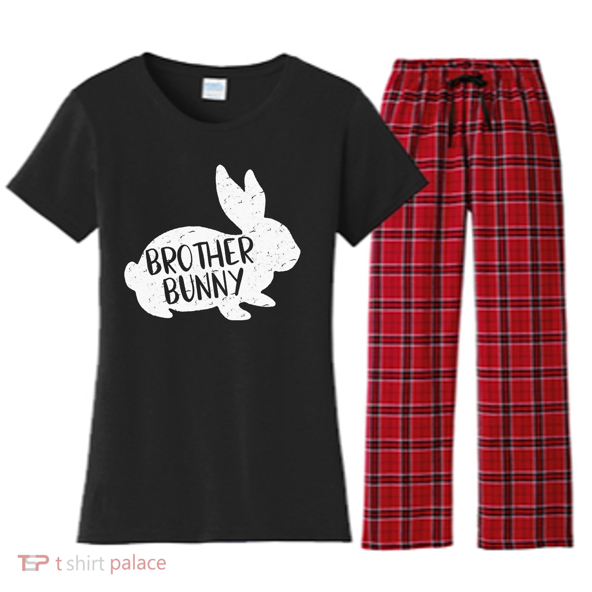Bunny Cute Matching Family Easter Brother Women's Flannel Pajama Set