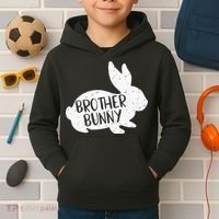 Bunny Cute Matching Family Easter Brother Kids Hoodie thumb 2