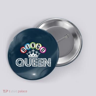 Bingo Casino Night Crown Bingo Queen Gift Button