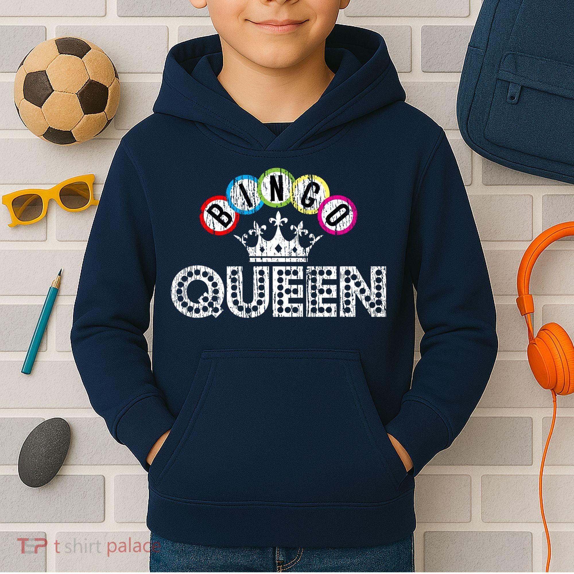 Bingo Casino Night Crown Bingo Queen Gift Kids Hoodie