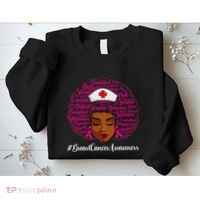 Breast Cancer Nursing African Black Nurse Ribbon Sweatshirt thumb 2