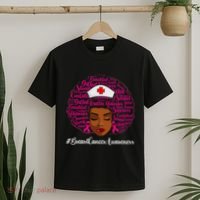 Breast Cancer Nursing African Black Nurse Ribbon T-Shirt thumb 2