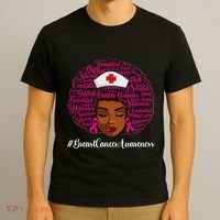 Breast Cancer Nursing African Black Nurse Ribbon T-Shirt thumb 3