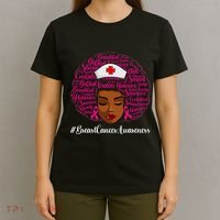 Breast Cancer Nursing African Black Nurse Ribbon T-Shirt thumb 4