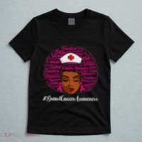 Breast Cancer Nursing African Black Nurse Ribbon T-Shirt thumb 5