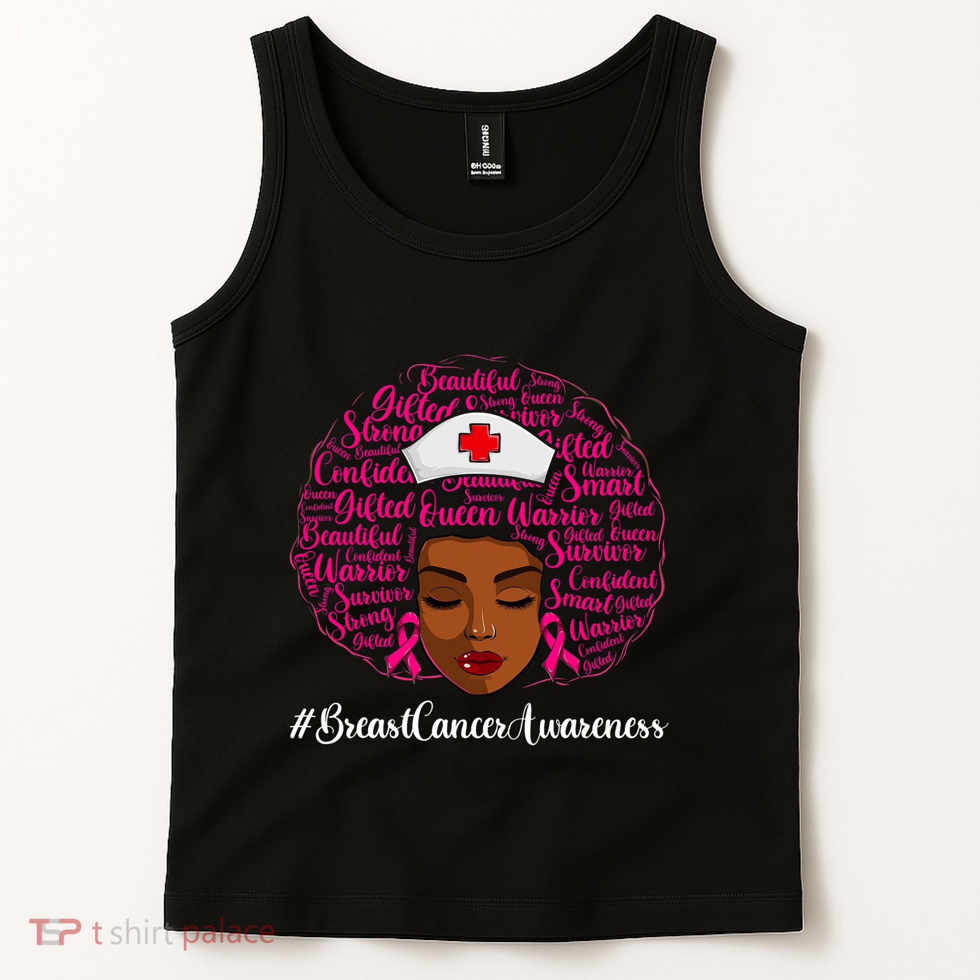 Breast Cancer Nursing African Black Nurse Ribbon Tank Top