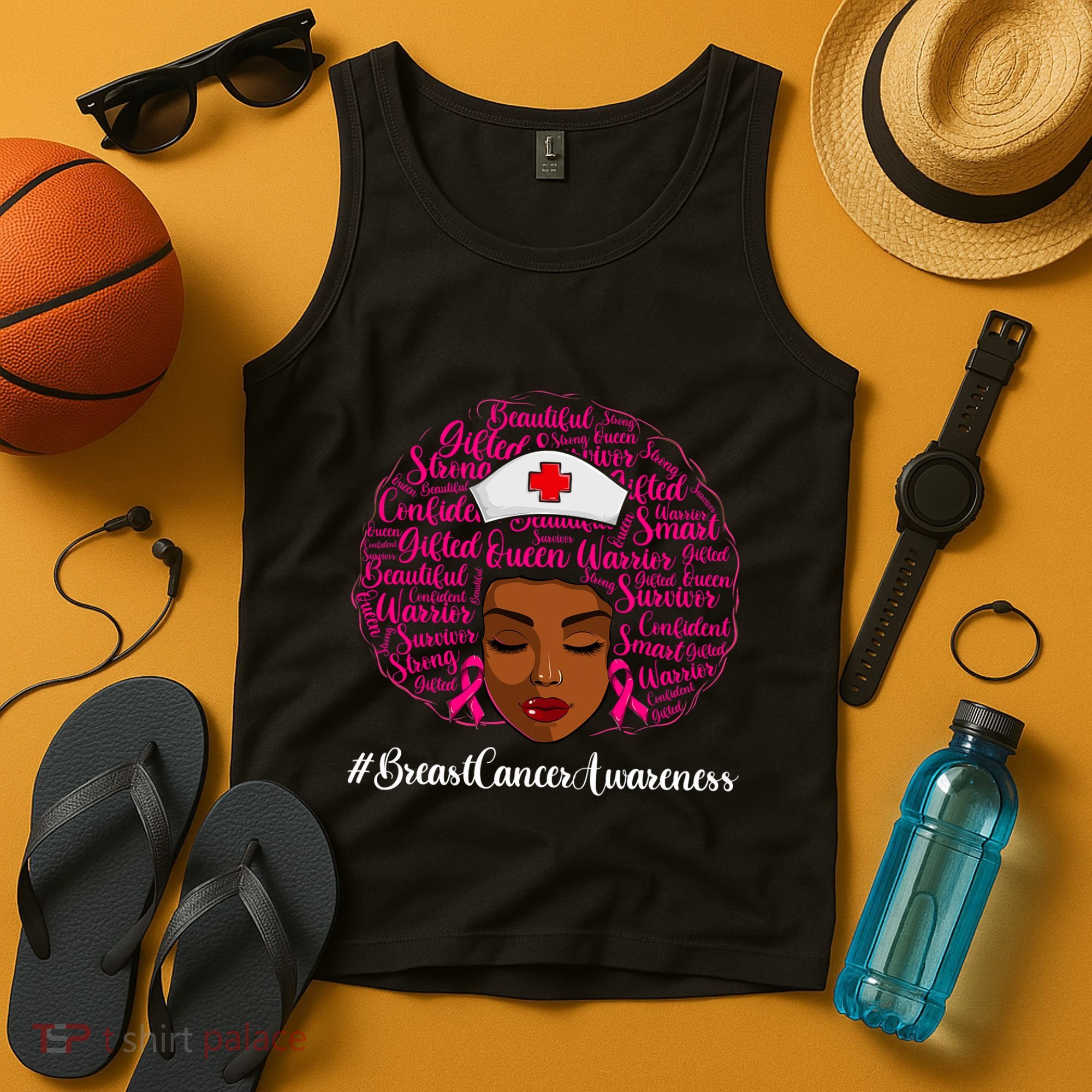 Breast Cancer Nursing African Black Nurse Ribbon Tank Top
