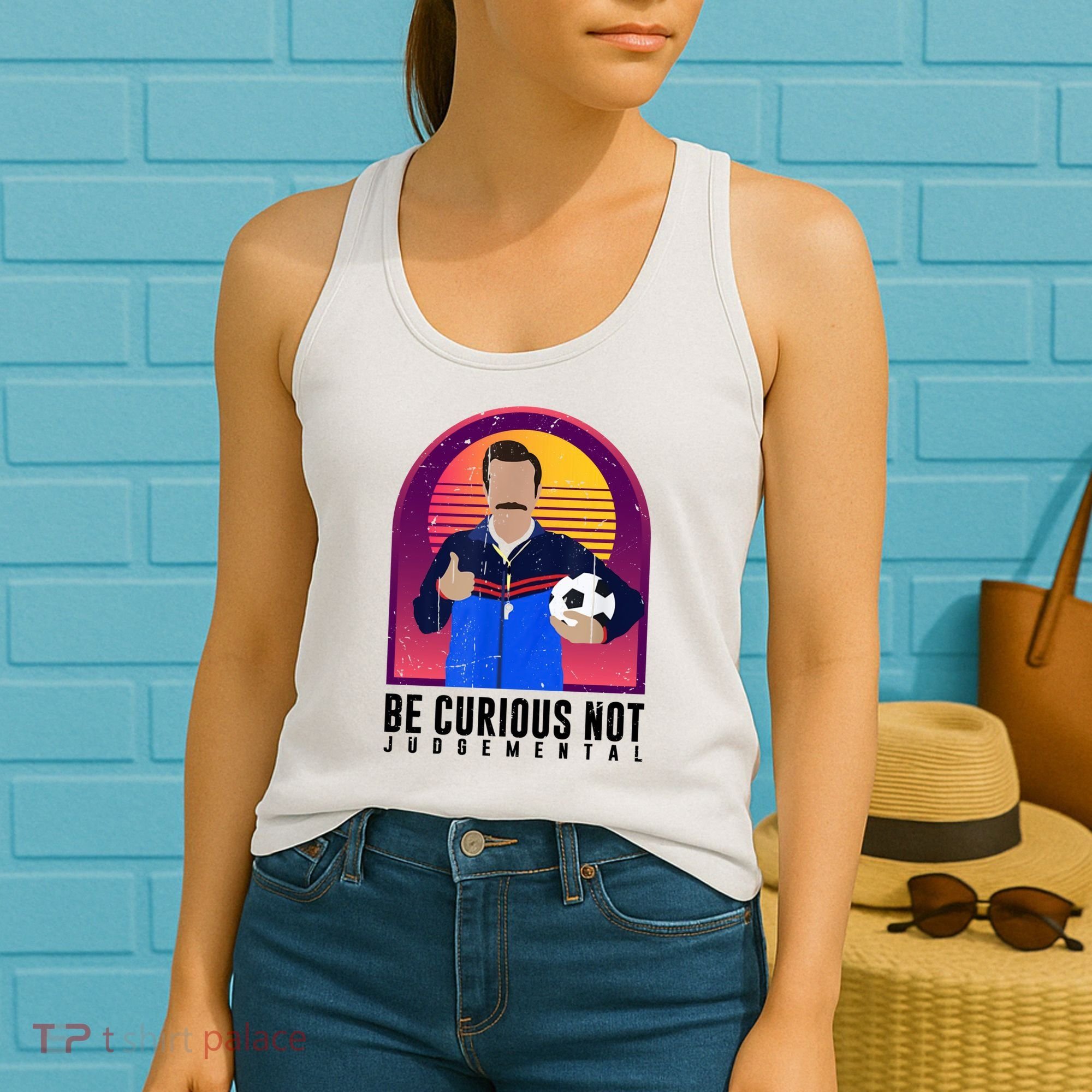 Be Curious Not Judgemental Football Funny Women's Tank Top