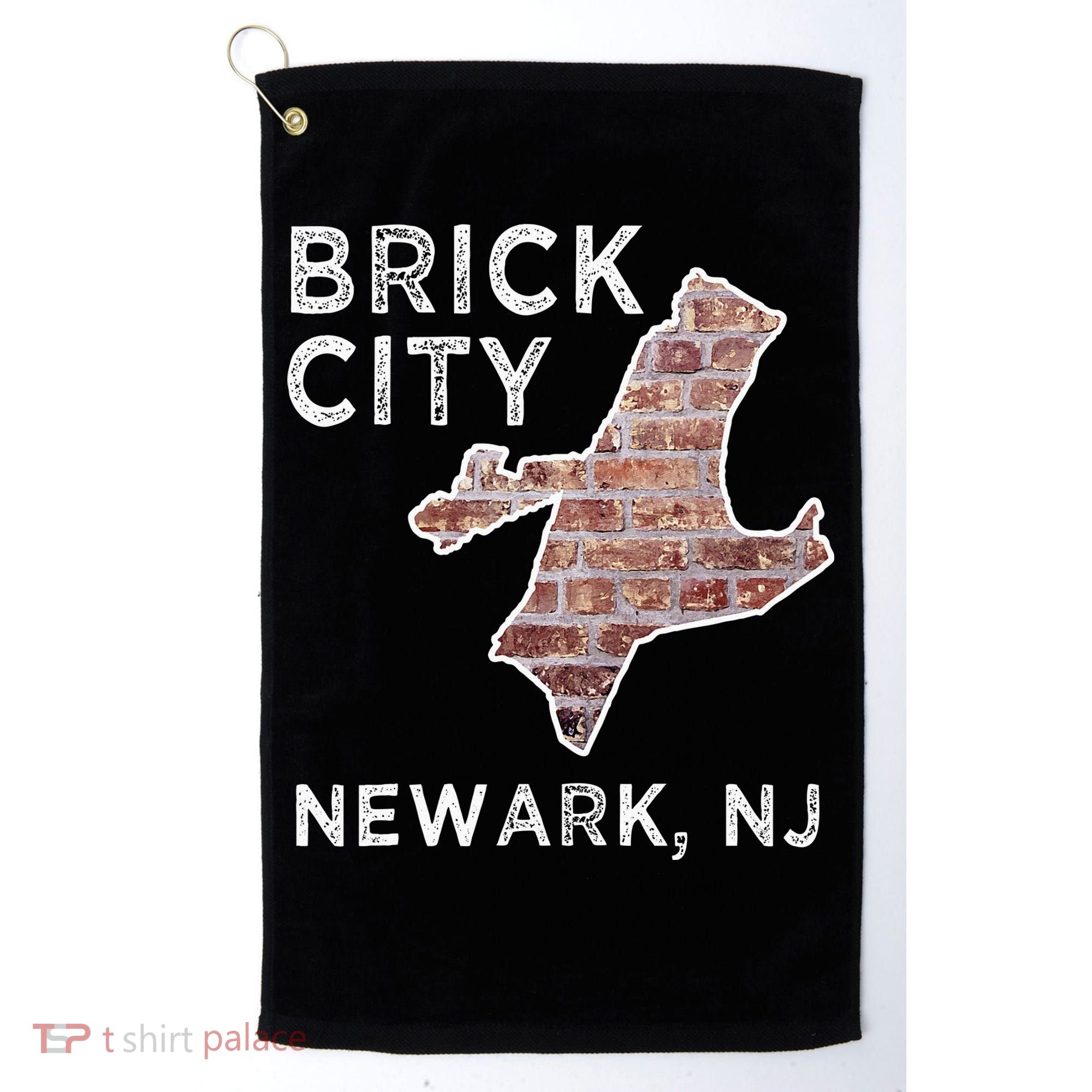 Brick City Newark NJ City New Jersey Map graphic Golf Towel