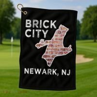 Brick City Newark NJ City New Jersey Map graphic Golf Towel thumb 1