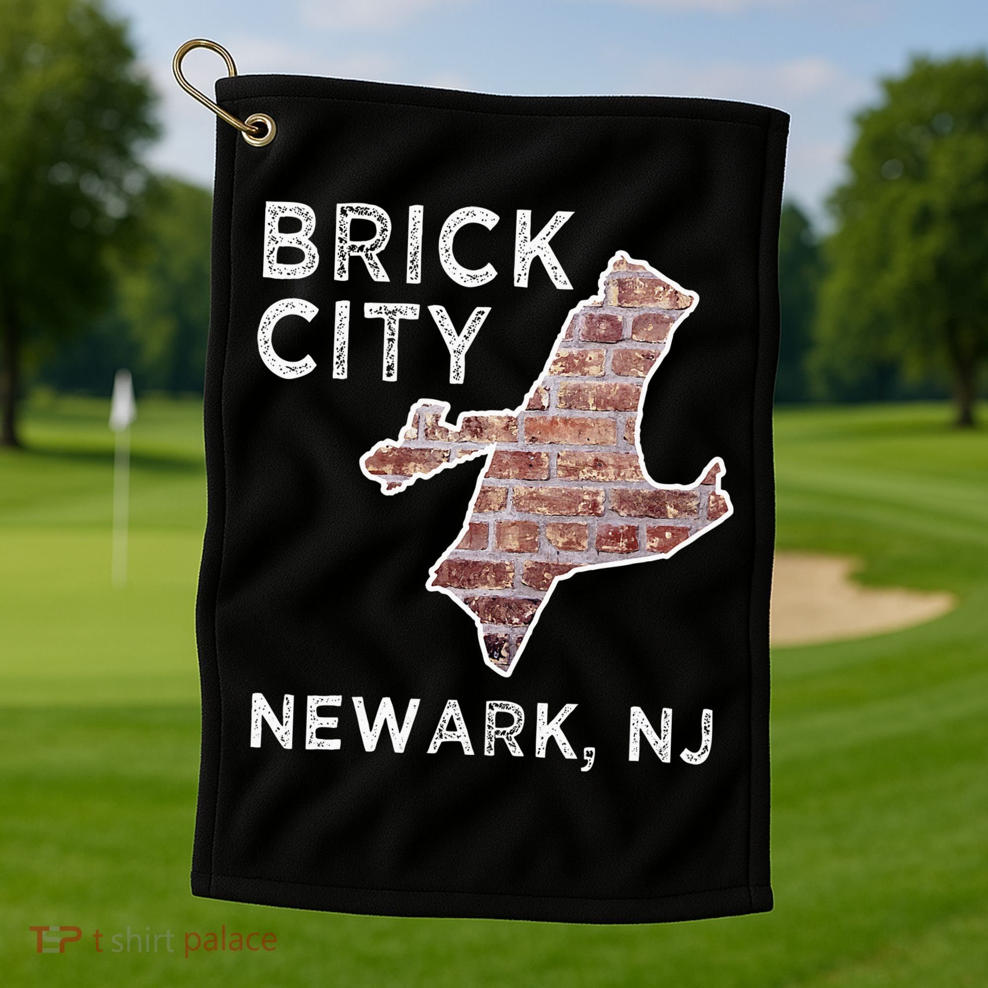 Brick City Newark NJ City New Jersey Map graphic Golf Towel