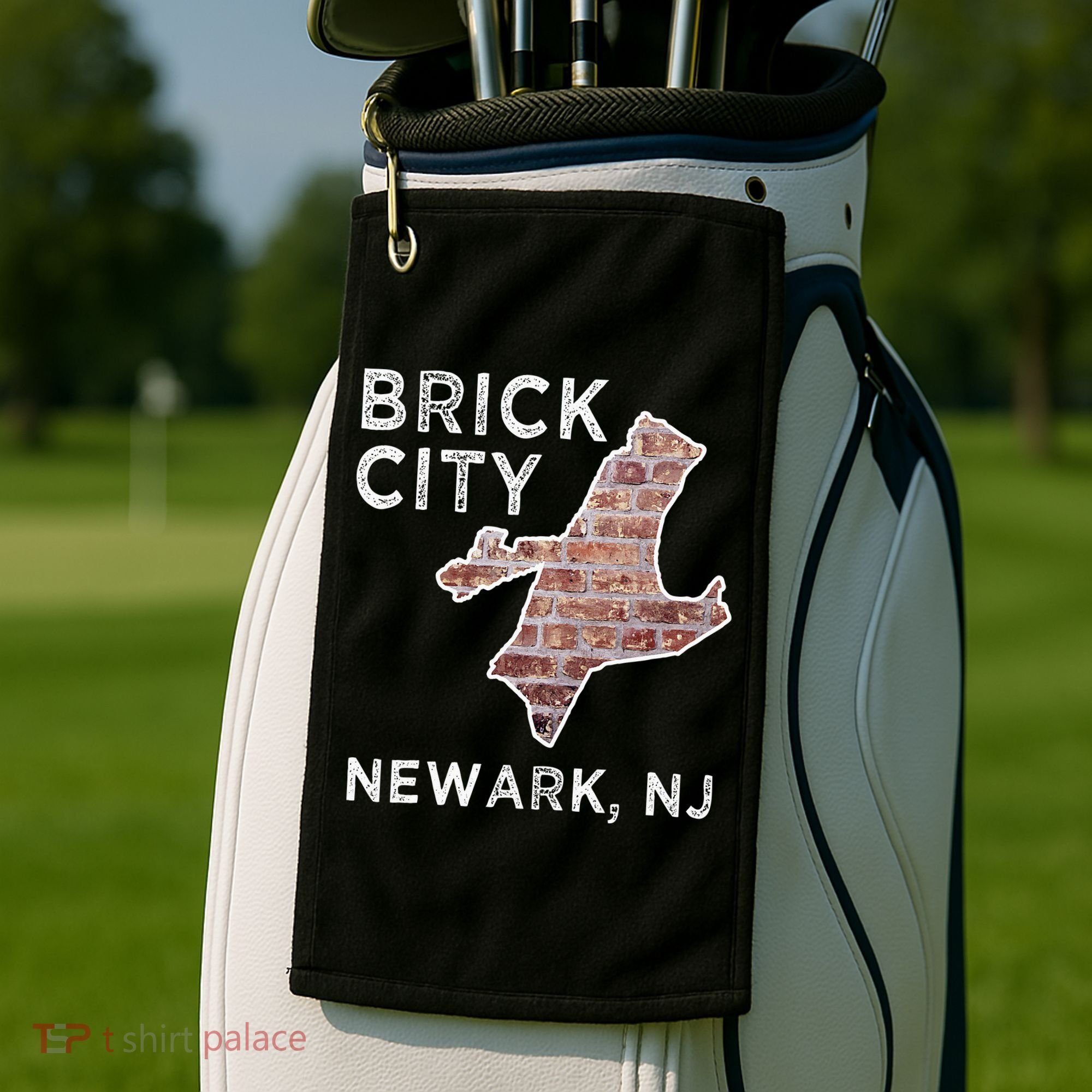 Brick City Newark NJ City New Jersey Map graphic Golf Towel