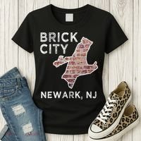 Brick City Newark NJ City New Jersey Map graphic Women's T-Shirt thumb 3