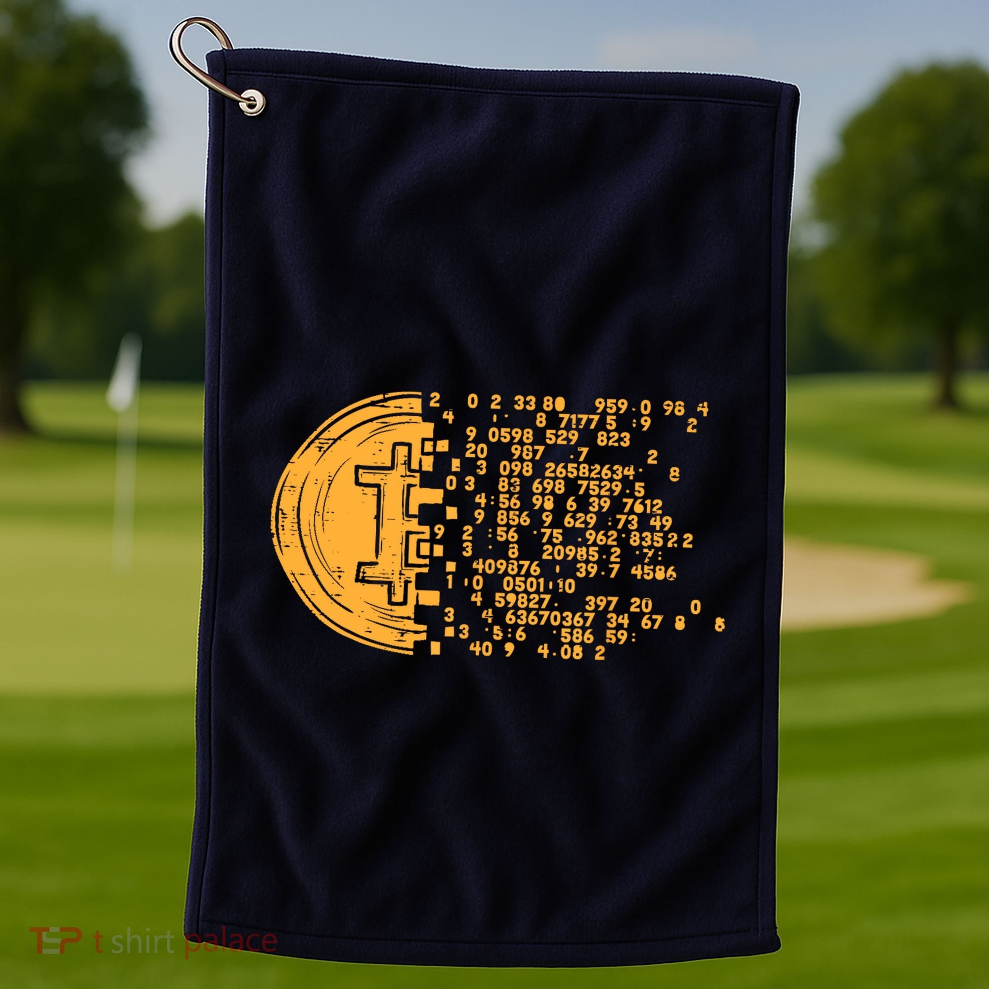 Bitcoin Coin Numbers Btc Crypto Cryptocurrency Miner Trader Golf Towel