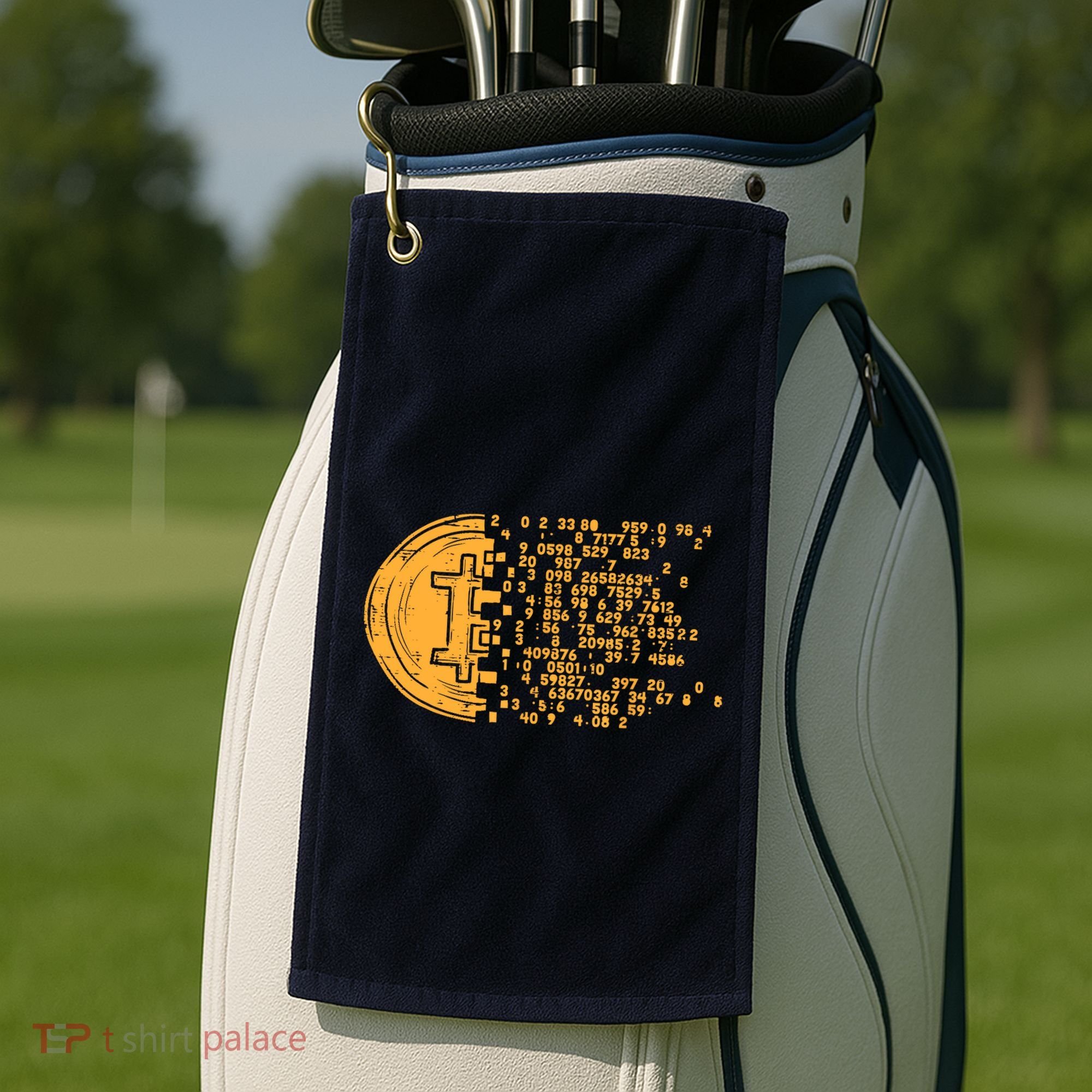 Bitcoin Coin Numbers Btc Crypto Cryptocurrency Miner Trader Golf Towel
