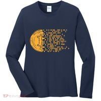 Bitcoin Coin Numbers Btc Crypto Cryptocurrency Miner Trader Women's Long Sleeve Shirt thumb 0