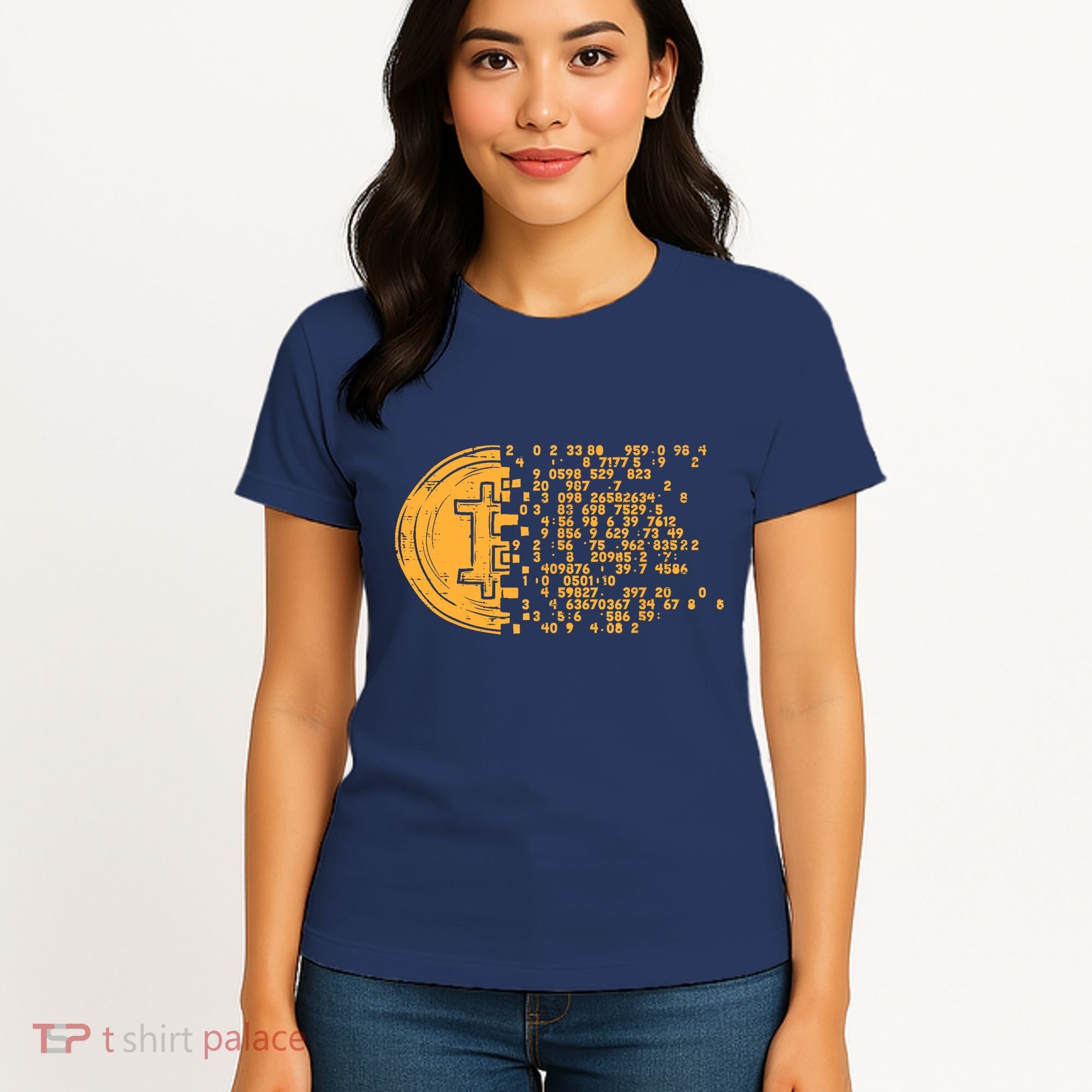 Bitcoin Coin Numbers Btc Crypto Cryptocurrency Miner Trader Women's T-Shirt
