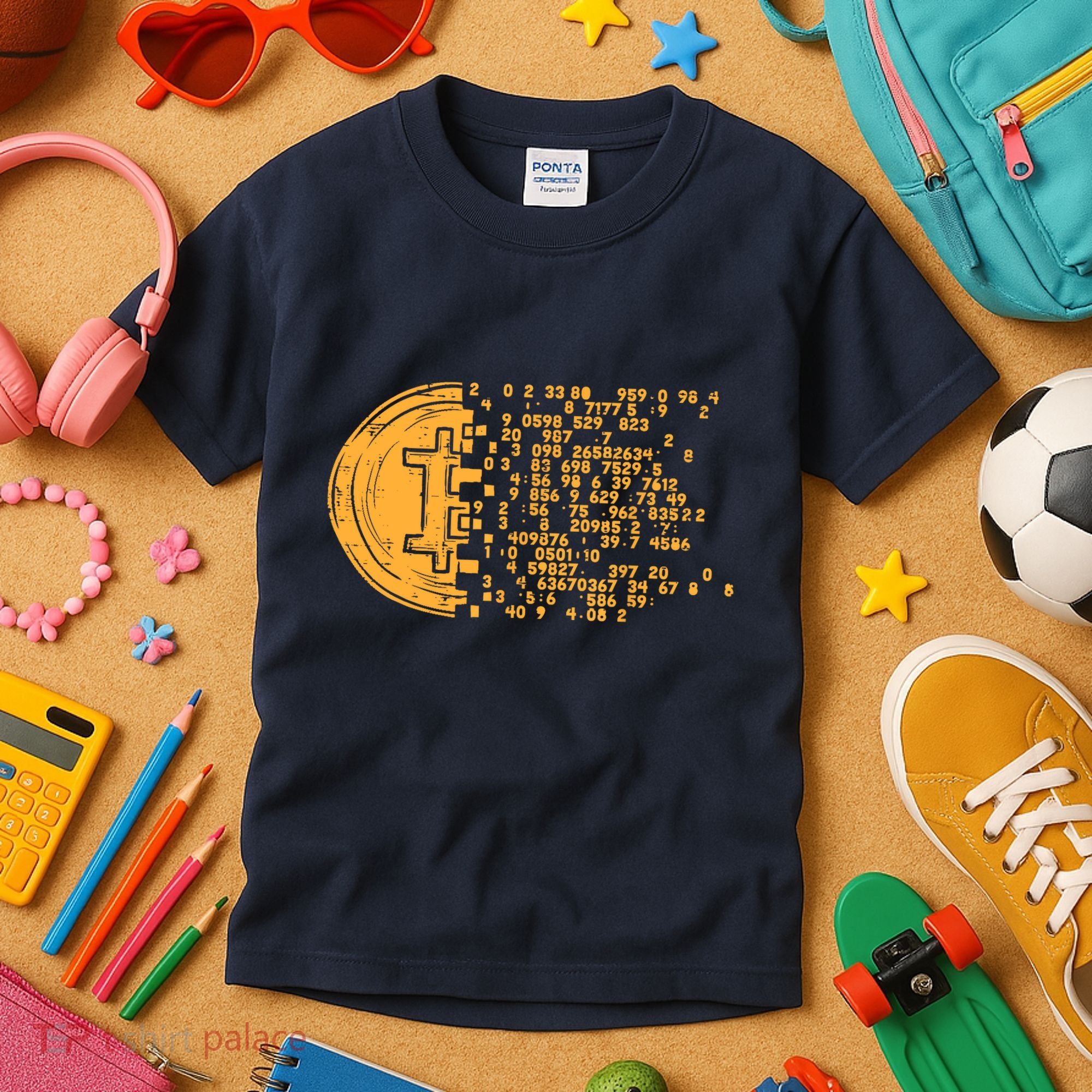 Bitcoin Coin Numbers Btc Crypto Cryptocurrency Miner Trader Kids T-Shirt