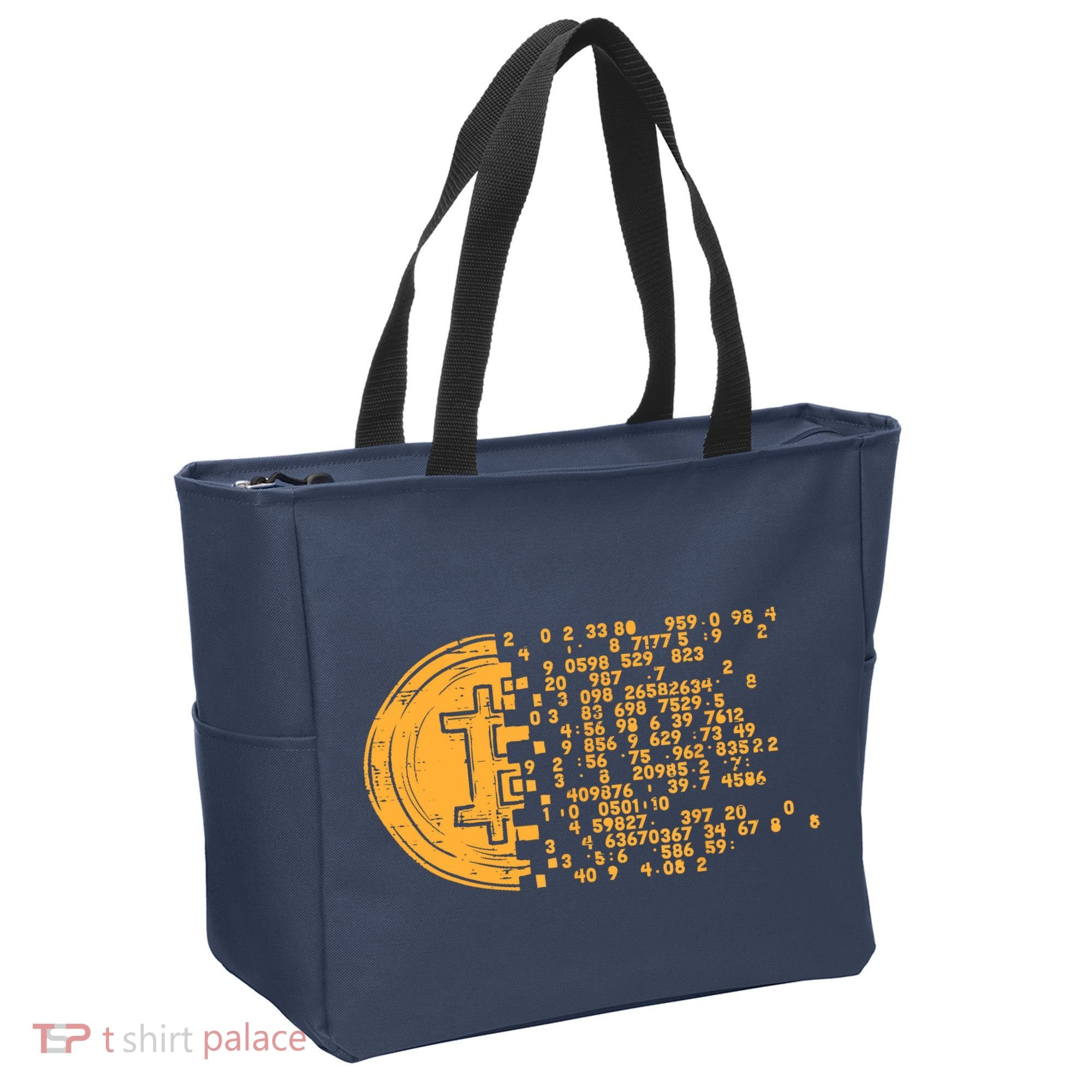 Bitcoin Coin Numbers Btc Crypto Cryptocurrency Miner Trader Tote Bag