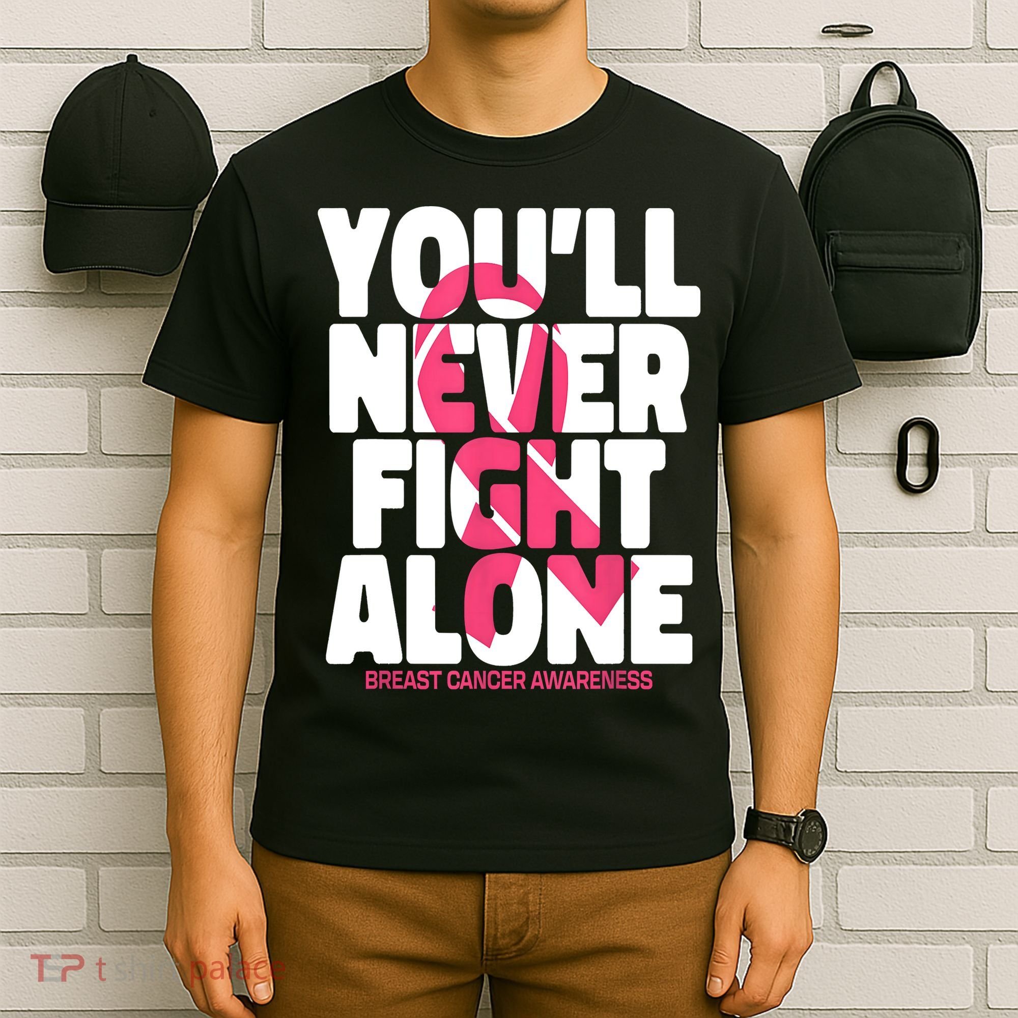 Breast Cancer Nobody Fights Alone Breast Cancer Awareness T-Shirt
