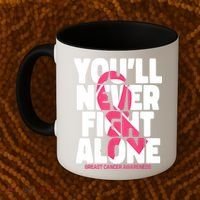 Breast Cancer Nobody Fights Alone Breast Cancer Awareness Coffee Mug thumb 2