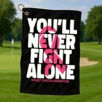 Breast Cancer Nobody Fights Alone Breast Cancer Awareness Golf Towel thumb 1