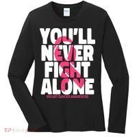 Breast Cancer Nobody Fights Alone Breast Cancer Awareness Women's Long Sleeve Shirt thumb 0
