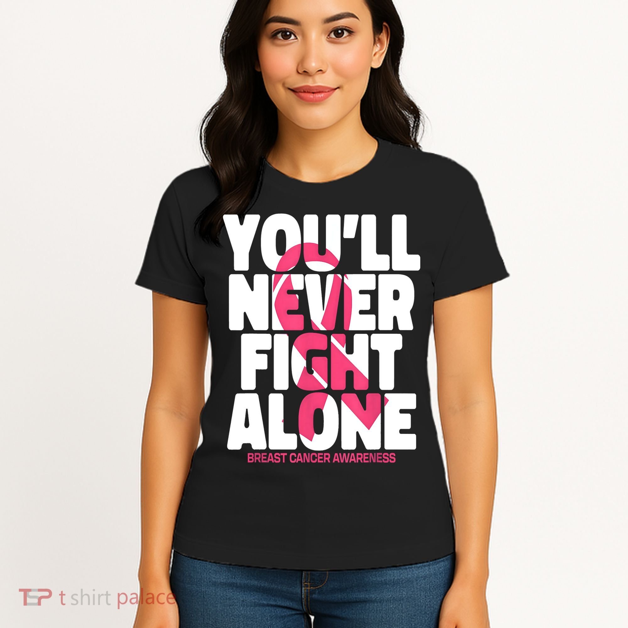 Breast Cancer Nobody Fights Alone Breast Cancer Awareness Women's T-Shirt