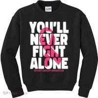 Breast Cancer Nobody Fights Alone Breast Cancer Awareness Kids Sweatshirt thumb 0