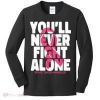 Breast Cancer Nobody Fights Alone Breast Cancer Awareness Kids Long Sleeve Shirt thumb 0